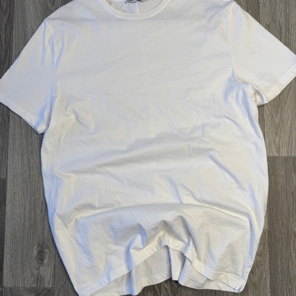 ZARA 100% cotton long white t-shirt size L - Picture 7 of 8